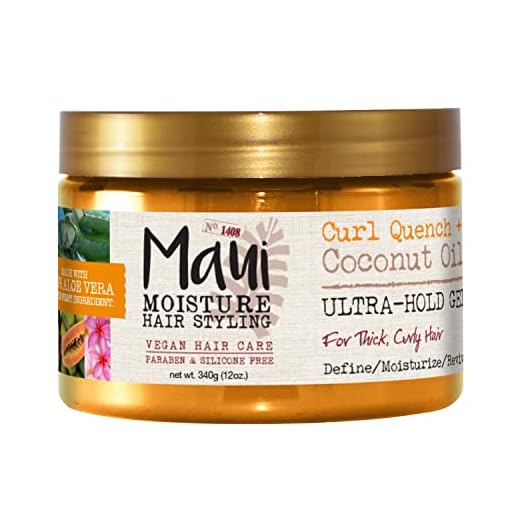 Maui Moisture Curl Quench + Coconut Oil Ultra-Hold Gel, for Curly Hair Styling, Vegan, No Drying Alcohols, Paraben Free, Silicone Free, 12oz
