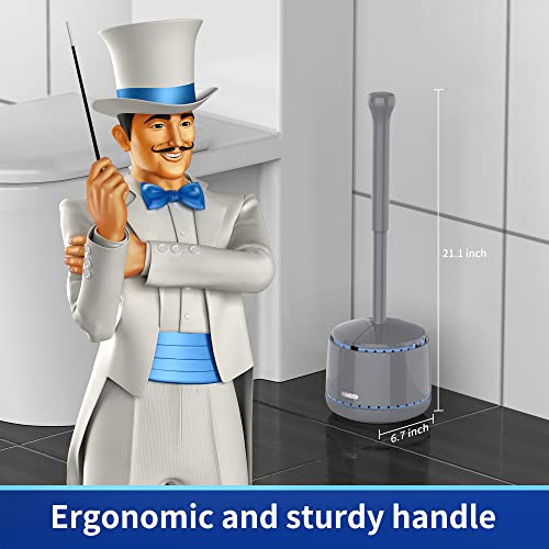 Mr.siga Toilet Plunger With Holder, Heavy Duty Plunger With Sturdy Handle For Toilet Cleaning, Gray #TOP1