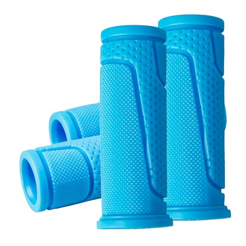 4 PCS Bike Handlebar Grips for Kids Bikes, Ergonomic Bicycle Handle Bar Wraps, Non-Slip TPR Hand Grip for Scooters, BMX, Mountain & Beach Cruiser (Black + Blue)