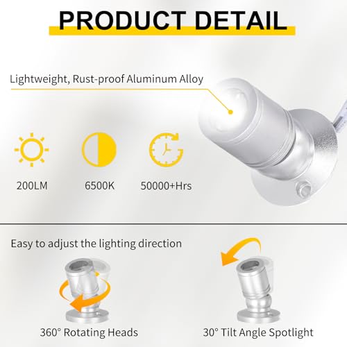 Image of LED Mini Spot Light, 8PCS 1.5W 5V Dimmable Spotlight Accent Lights for Artwork Display, Jewelry Showcase, Museum Cabinet, Retail Store Lighting (6400K, Daylight)