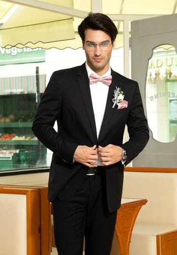 Image of HISDERN Bow Ties for Men Pretied Bowties Classic Formal Business Bow Tie Adjustable Tuxedo Bowtie for Wedding Party