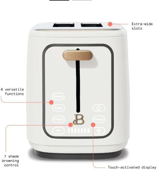 Beautiful 2 Slice Touchscreen Toaster, White Icing