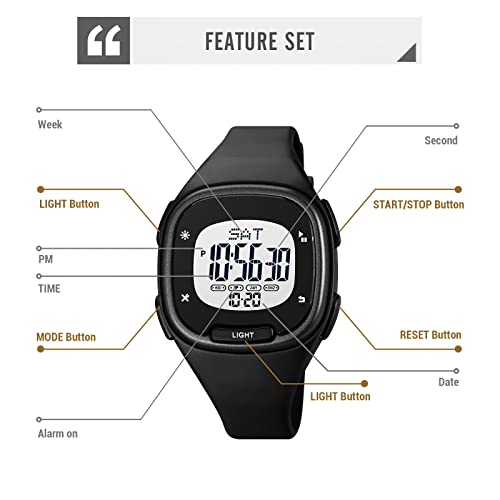 Findtime Ladies Digital Watches For Women 50M Waterproof Womens Sports Watch With 12/24H,Led Backlight,Countdown,Alarm,Stopwatch Rectangular Large Face Fashion Wrist Watches White Pink Gold #TOP4