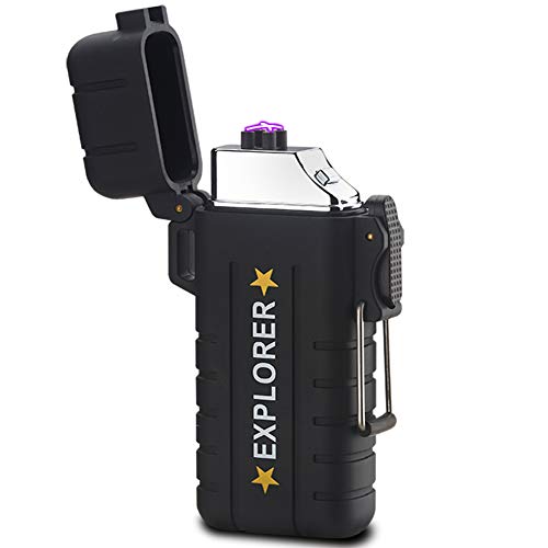 Dechi Waterproof Arc Lighter,Plasma Dua Arc Lighter USB Rechargeable Electric Lighters Flameless Windproof