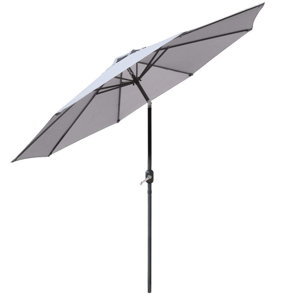 Aquariss Grey 3M Round Garden Parasol Outdoor Patio Sun Shade Umbrella With Tilt Crank Uv Protection