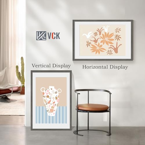 Image of VCK 20x30 Poster Frame 5 Pack, Grey Wood, 16x24 Mat, for Gallery Wall
