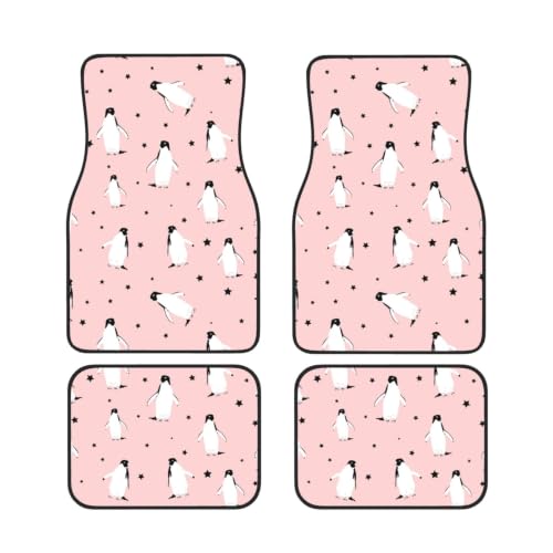 Alfombrillas de coche de pingüinos y estrellas, juego de 4 piezas en neopreno antideslizante