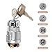 Bawkars Car Ignition Switch with 2 Keys, Waterproof Starter Replacement Parts, ON Off Start Ignition Switch Lock for Vehicle Truck Forklift Tractor (Silver)