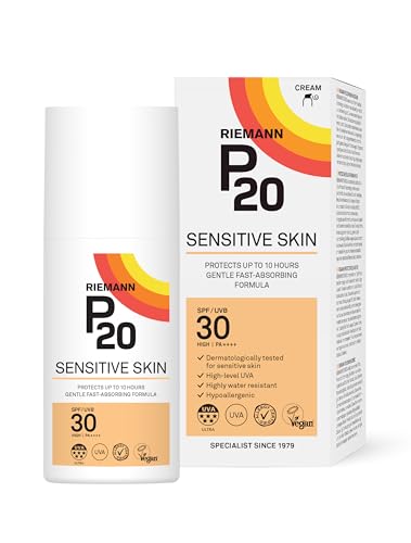 RIEMANN P20 SPF30 Sensitive Sun Cream 200ml High Level UVA Protection for up to 10 Hours Allergy Certification Water Resistant Durable & Long Lasting Sweat Resistant