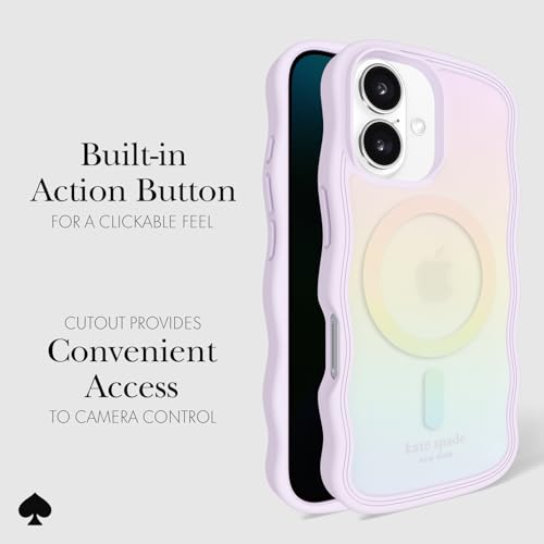 Coque iPhone 16 Kate Spade New York opale ondulée irisée compatible MagSafe