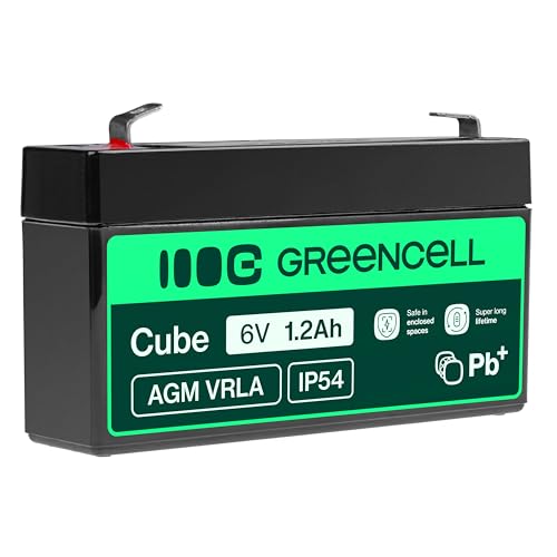 Green Cell® AGM 6V 1.2Ah Akku Vlies Batterie VRLA Blei Batterie Bleiakku Ersatzakku Akkubatterie Versorgungsbatterie Zyklenfest Wartungsfrei für Elektro Spielzeug Alarm Medizin Taschenlampe