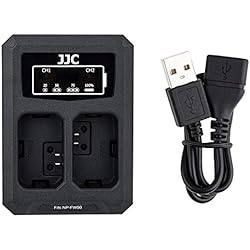 Bateria Para Sony A6500 JJC NP-FW50 Cargador de batería Doble, Compatible con Sony A6500 A6400 A6300 A6100 A6000 A7RII A7R A7II A7 A7SII A7S RX10 IV RX10II RX10 NEX-7 NEX-6 SLT-A99II +40 cm de extensión Cable