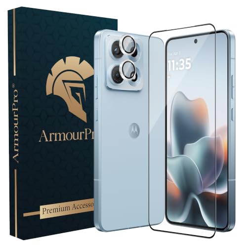 Image of ArmourPro Edge to Edge Tempered Glass for Motorola Edge 70 Max with Silver Camera Ring Guard, 9H Screen Protector, Anti-Scratch, Anti-Fingerprint, Bubble-Free Installation Kit