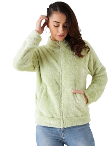 Image of Modeve Women Solid Full Sleeve Fur Standard Length Jacket For Winter