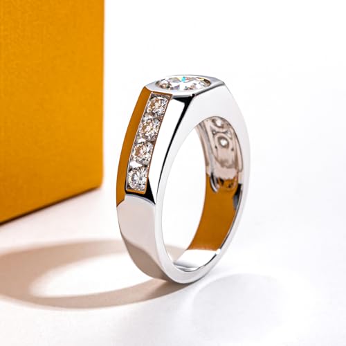 Moissanite Wedding Ring for Men 1/1.64cttw D Color VVS1 Clarity 925 Sterling Silver Moissanite Promise Anniversary Engagement Rings with Certificate4