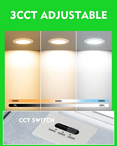 16Pack 6 Inch Led Recessed Lighting Cri90 3Cct 3000K/4000K/5000K Led Can Lights Dimmable Resseced Light Fixtures Can-Killer Downlight Ceiling Light, 1200Lm Brightness Slim Pot Canless-Ic Rated #TOP3