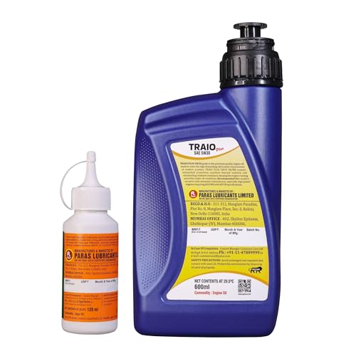 Image of PALCO Traio Plus 5W30 Engine Oil 600ml & Hypoid 80W90 Gear Oil 120ml for Gearless Scooty Synthetic Engine oil for Bike High Performance BS-6 Reduces Anti-Corrosion Wear Sludge & Deposits