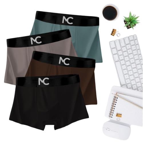 Image of Men's Premium Microfiber Boxer Briefs for Men | Soft Stretch Breathable Innerwear | Moisture-Wicking Comfortable Trunks with Elastic Waistband | Multi Color Pack of 4