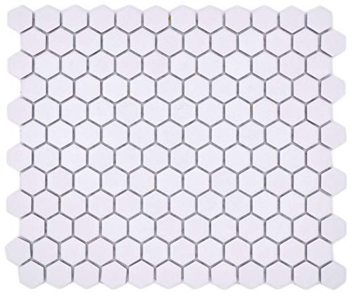 Mosaico de cerámica hexagonal blanco R10B MOS11H-0101-R10_f