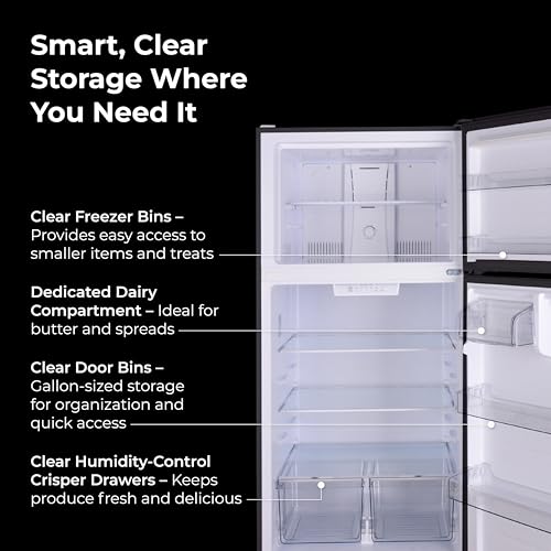 Image of Kenmore 33 inch Top Mount Refrigerator with Freezer - Adjustable Shelving, Humidity-Controlled Crispers, Optional Ice Maker, LED Lighting, ENERGY STAR Certified, 20.5 cu. ft. Capacity - Black