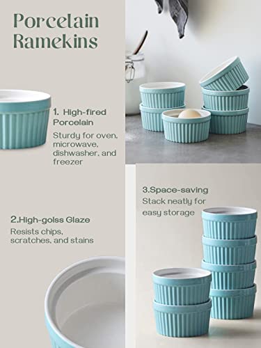 Dowan 4 Oz Ramekins - Ramekins For Creme Brulee Porcelain Ramekins Oven Safe, Classic Style Ramekins For Baking Souffle Ramekins Bowls, Set Of 6, Blue #TOP5