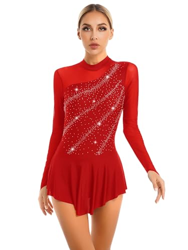 Miaeowve Rollkunstlauf Kleid Damen Strass...