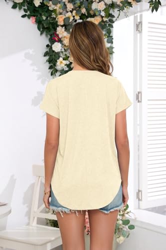 Image of Womens Summer Short Sleeve Tops High Low Loose Casual Basic T-Shirt
