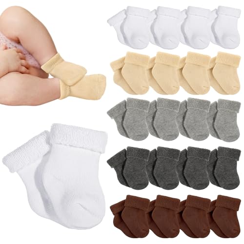Image of Janmercy 20 Pair Preemie Socks Baby Boy Girls Newborn Premature Terry Cotton Socks for Unisex Baby