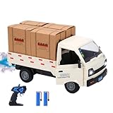 ラジコン 軽トラ ラジコンカートラック おもちゃ モデル RCカー DIY可能 車おもちゃ 1/16スケール ミニラジコン 操作時間60分 LEDライト付き 効果音 ドリフト機能 2.4GHz デモモード 男の子 小学生 中学生 贈り物 誕生日プレゼント 日本認証済み 3688（ホワイト）