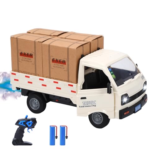ラジコン 軽トラ ラジコンカートラック おもちゃ モデル RCカー DIY可能 車おもちゃ 1/16スケール ミニラジコン 操作時間60分 LEDライト付き 効果音 ドリフト機能 2.4GHz デモモード 男の子 小学生 中学生 贈り物 誕生日プレゼント 日本認証済み 3688（ホワイト）