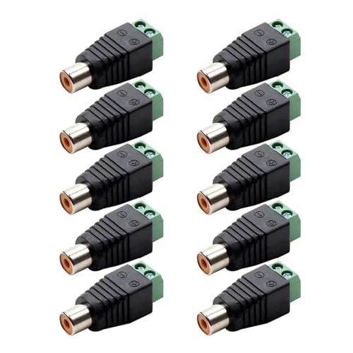 10個 RCA オスプラグ メスソケットコネクタ 端子台アダプタ CCTV カメラ AV オーディオ ビデオ スピーカー ワイヤー ケーブル用(Female 10pcs)