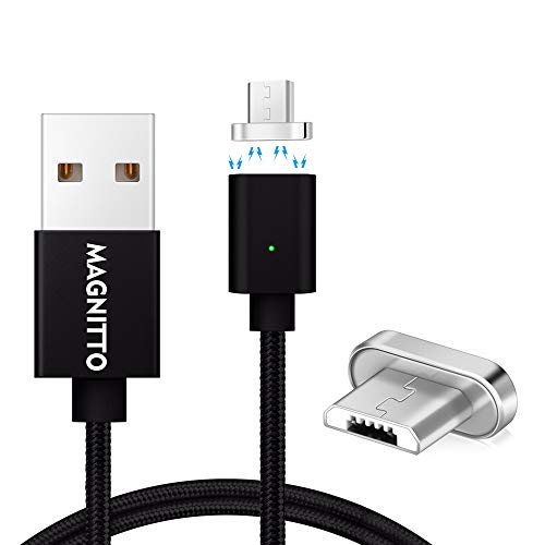 MAGNITTO 3.3 Feet Premium Compact Magnetic Braided USB Charging Cable for Samsung Galaxy S2 S3 S5 S4 S6 S7, Note 2/3/4/5,LG G4 G3, Sony Xperia Z5, HTC, Fast Charging Data Transfer Cord Android (Black)