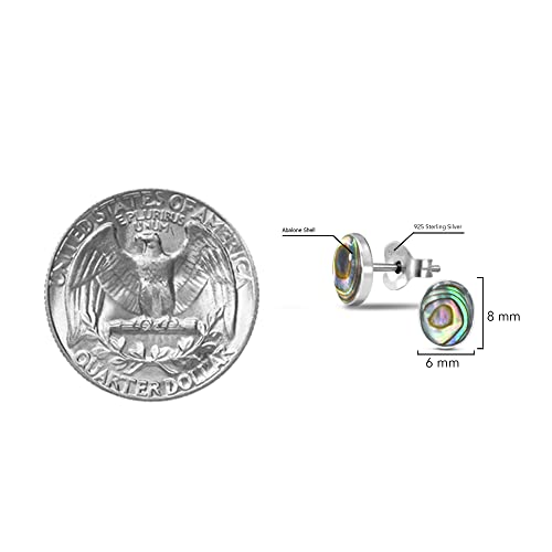 AeraVida Adorable Inlay Abalone Shell Oval .925 Sterling Silver Push Back Stud Earrings | Casual Sterling Silver Stud Earring for Women | Jewelry Gift for All Occasions4