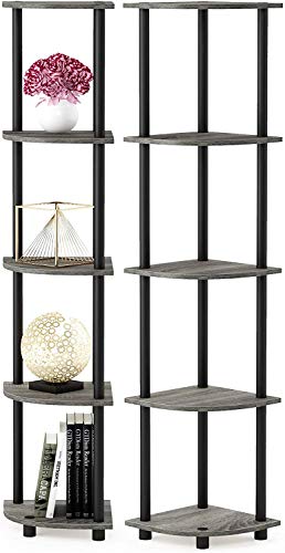 Image of Ash & Roh 5-Tier Corner Display Rack Multipurpose Shelving Unit, Rack Shelf, Shelving for Bedroom, Living Room. (H-4.9 Ft | W- 2 Ft | D-1 Ft) (5-Tier Corner Rack)