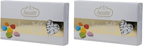 Buratti Confetti Dragées au Chocolat Curiandoli Blanches 1 Kg (Lot de 2)