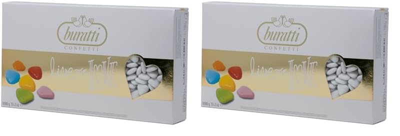 Buratti Confetti Dragées au Chocolat Curiandoli Blanches 1 Kg (Lot de 2)