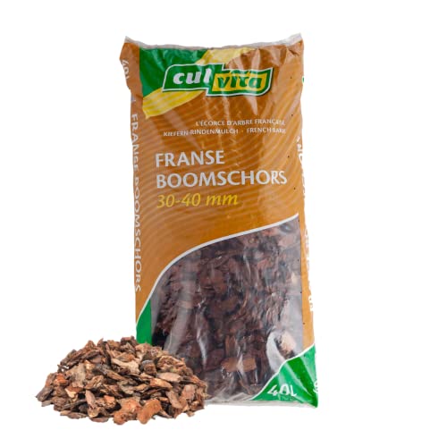 Culvita - Écorce d'arbre française de qualité supérieure 40 litres – Écorce décorative 30-40 mm – Convient pour l'aménagement paysager, les...