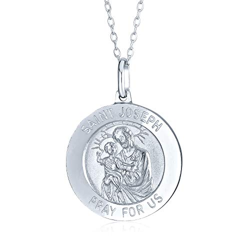 Médaille Saint Joseph pendentif anti-ternissement en argent 925 pour peau sensible