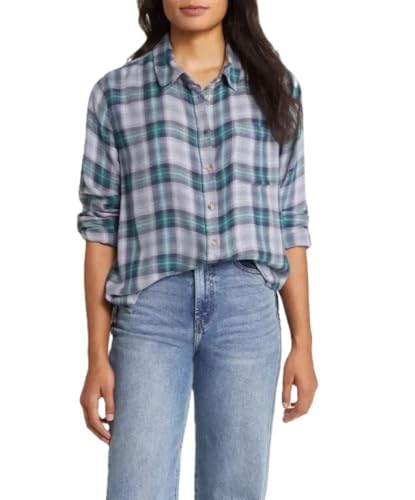 Lucky Brand Women's Cloud Plaid Boyfriend Flannel Shirt