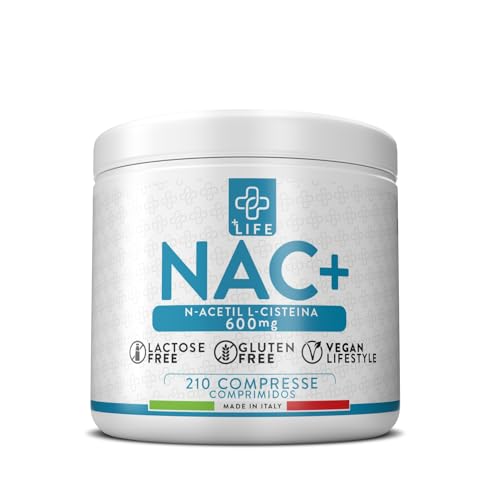 NAC n-acetil-cisteina 600mg PiuLife® 210 Compresse n acetilcisteina 600 mg, NAC 600 Integratore Antiossidante, Sintesi del Glutatione, Proprietà Difese Immunitarie, Mucolitico Fluidificante