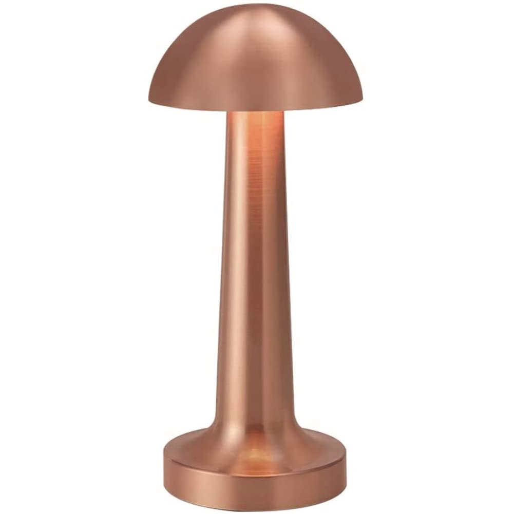 Modern Table Lamp Cordless Lighting 3W Dimmable Touch Switch LED Rechargeable Wireless Aluminium Desk Lamp for Restaurant Reading Bar Coffee Shop (Copper)