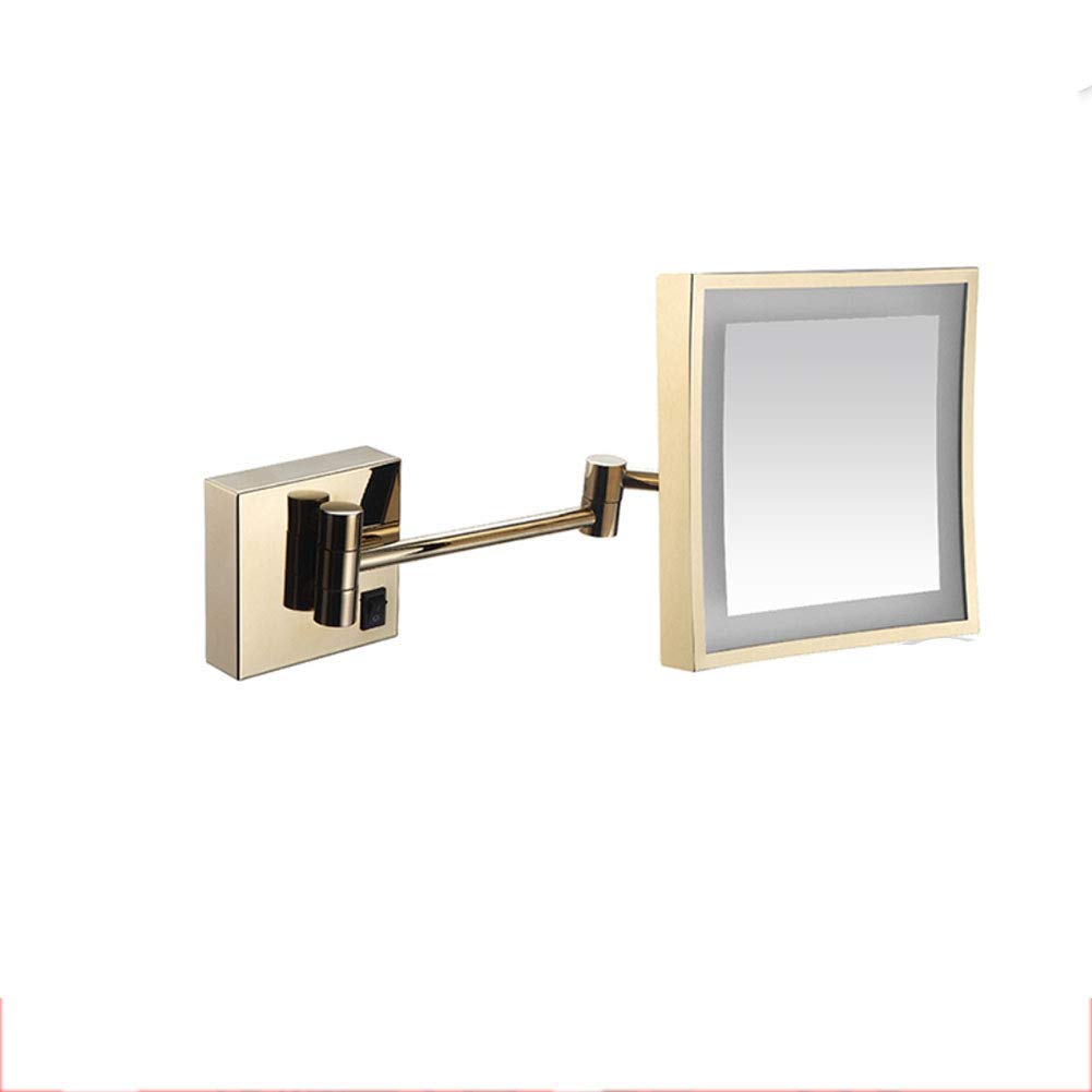 Miroir de maquillage mural élégant au design doré et flexibilité totale