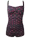 Tempt Me Women One Piece Plus Size Vintage Polka Dot Ruched Boy Shorts Monokini Swimwear