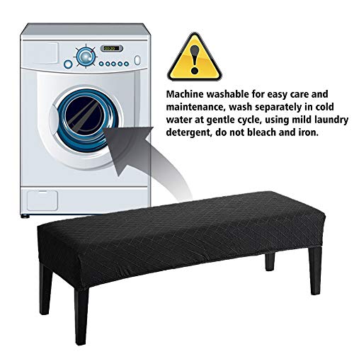 Calidaka Dining Bench Cover Elastic Chair Covers Polyester Spandex Stretch Jacquard Dining Bench Cover Removable Dining Chair Cover(Black) #TOP3