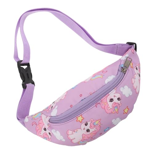 Yardwe Riñonera Infantil Ajustable para Niñas Bolso Cruzado Pequeño Estampado de Color Morado Claro Bandolera Compacta para Viajes y Actividades al Aire Libre
