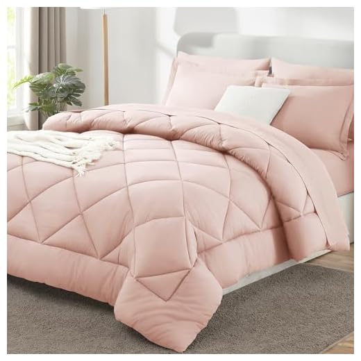 27+ Stunning Beige and Pink Bedroom Ideas for a Cozy Retreat 4 CozyLux Queen Comforter Set with Sheets 7 Pieces Bed in a Bag Blush Pink All Season Bedding Sets with Comforter, Pillow Shams, Flat Sheet, Fitted Sheet and Pillowcases