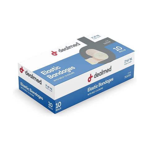 Dealmed 2" Elastic Bandage Wrap with Self-Closure â€“ 10 Elastic Bandages, 5 Yards Stretched Compression Bandage Wrap, Wound Care Product for First Aid Kit and Medical Facilities