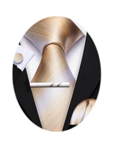 Image of Barry.Wang Plaid Ties for Men Silk Necktie Handkerchief Cuff Links Set