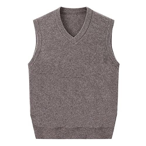Autumn Winter 100% Cashmere Sweater Vest Winter Plus Size Thickened Warm Male Casual V-Neck Waistcoats Brown Xl #TOP20
