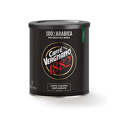 Caffè Vergnano 1882 Lattina Caffè 100% Arabica Macinato Moka, Confezione da 250 gr